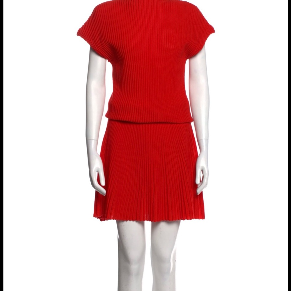 Red Mini Pleated Skater Skirt for Cocktail